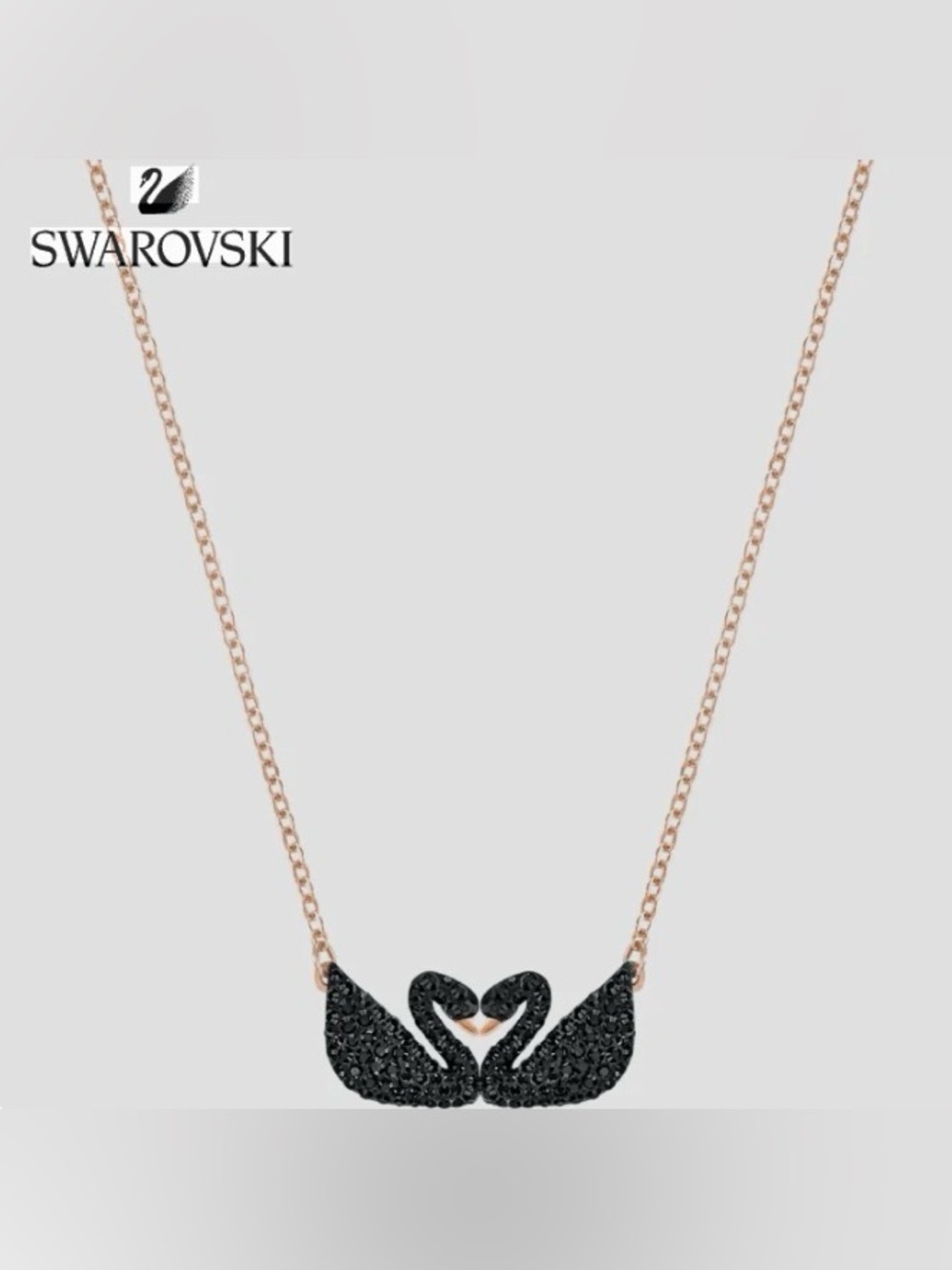 Swarovski Rose Gold Tone Plated Iconic Double Swan Necklace 5296468